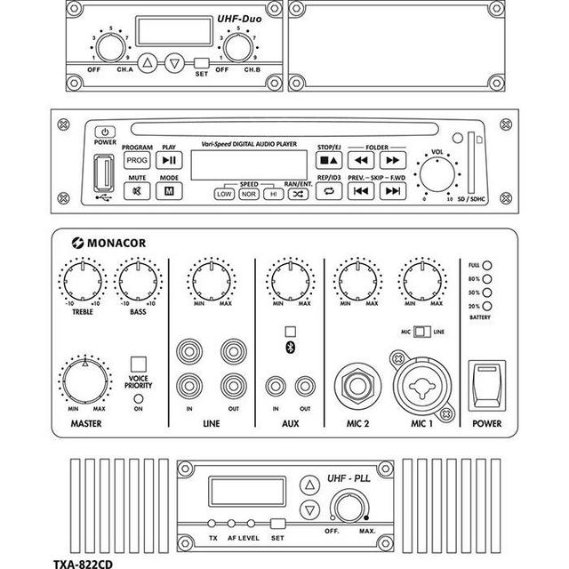 TXA-822CD 50W Dual Channel PA with CD &amp Various Microphones MEGADEAL! - thumbnail image 4