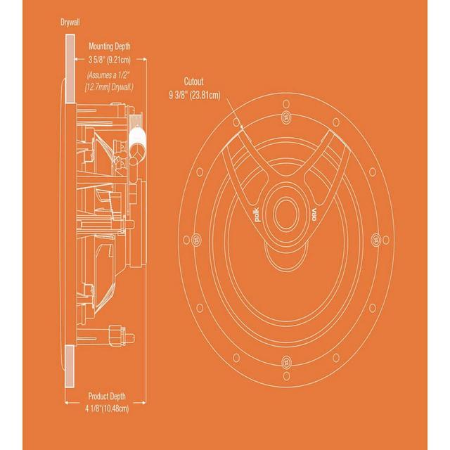 Polk Audio V80 Vanishing Ceiling Speaker - 100W - Single - thumbnail image 3