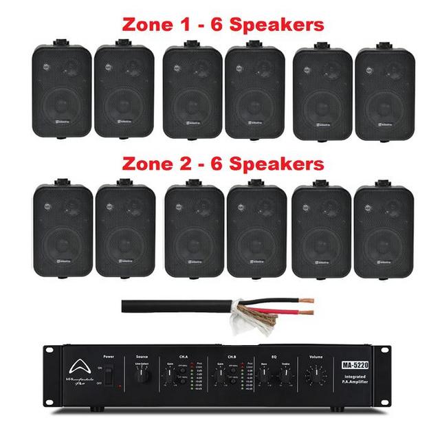 Wharfedale Ampilifier 2 Zone With 12 x 100V Line Wall Mount Speakers - thumbnail image 1