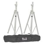 2 x White NJS Speaker Stands (35mm) With Bag
