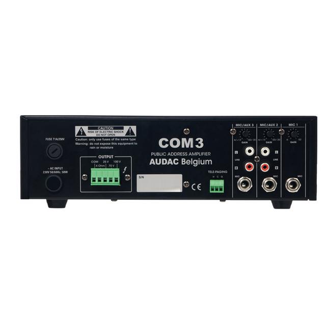 Audac COM3 PA Amplifier 100V/70V/25V & 4 Ohm - 30W - thumbnail image 2