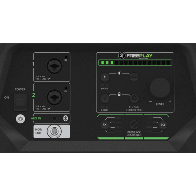 Rear Panel - 2 Microphone Inputs, Power ON/OFF And Volume - thumbnail image 2