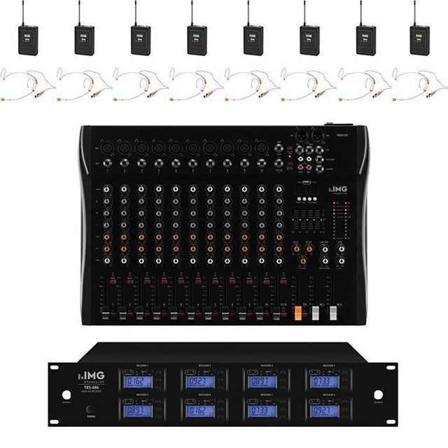IMG Stageline 8 Wireless Headset Microphones with Mixer - Co-ordinated License - thumbnail image 1