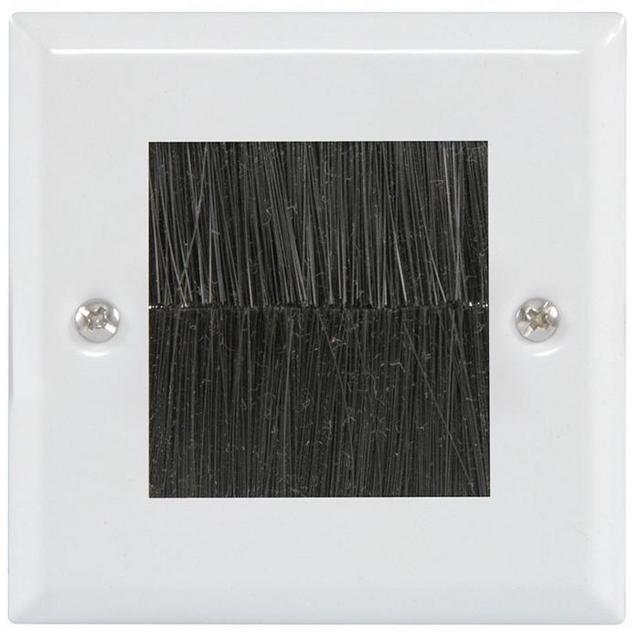 Single Gang Brush Wall Plate - Steel or White - thumbnail image 1