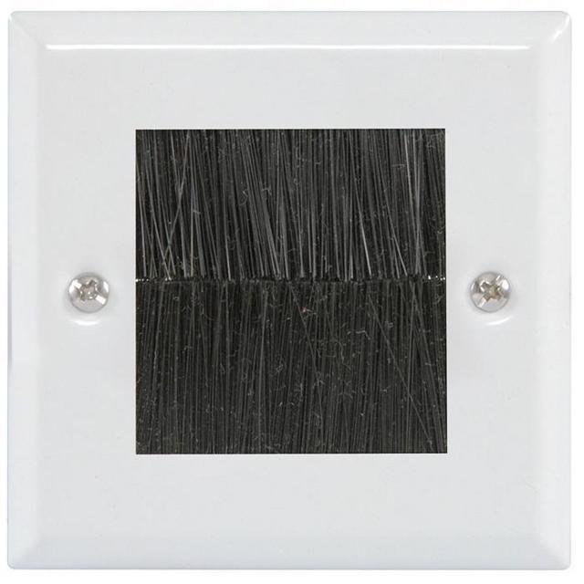 Single Gang Brush Wall Plate - Steel or White