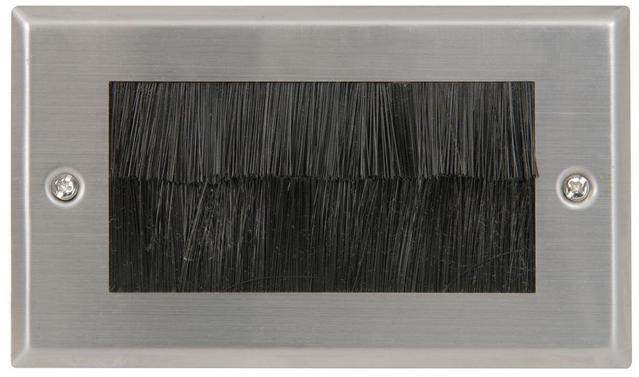 Double Gang Brush Wall Plate - Steel or White - thumbnail image 1