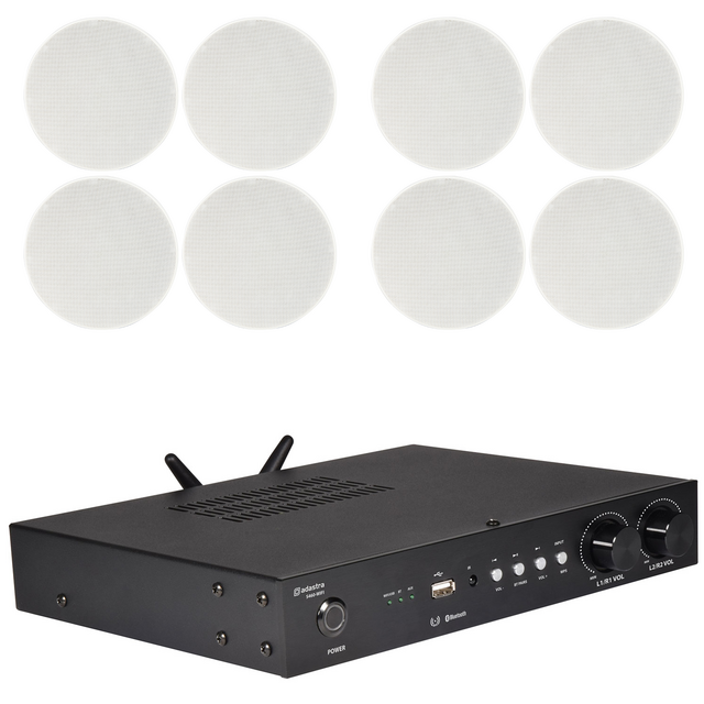 2 Zone Wifi Multistreaming Amplifier With 8 Ceiling Speakers - thumbnail image 1
