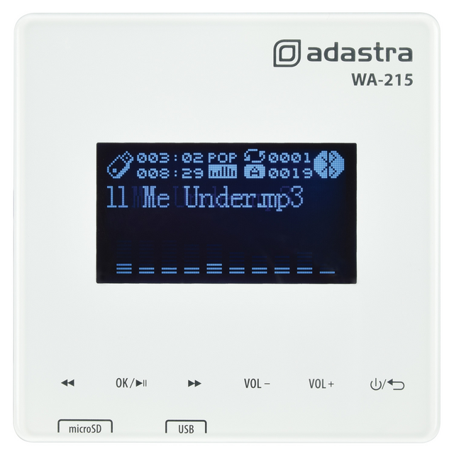 WA-215 Wall Mount Amplifier + Media Player with Bluetooth - thumbnail image 1
