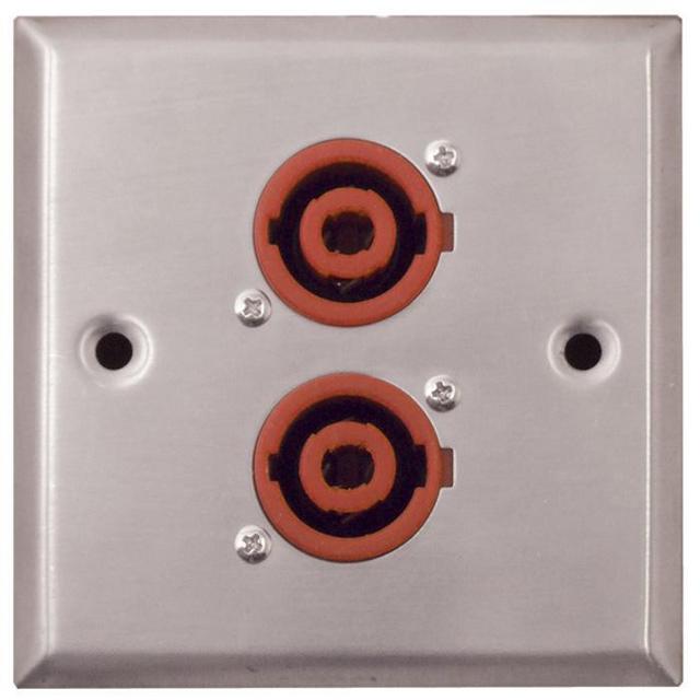 Metal Dual Speakon Wall Plate 2 x 4-Pole - thumbnail image 1