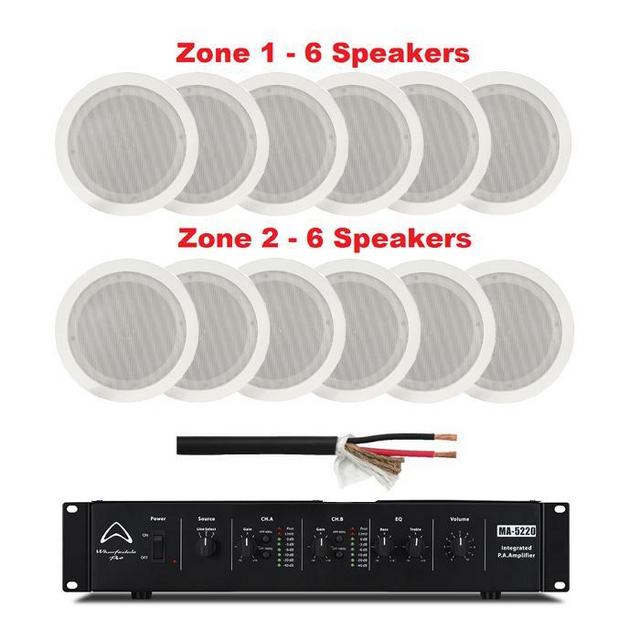 Wharfedale 2 Zone PA 2 X 200W RMS With 12 x Ceiling Speakers - thumbnail image 1