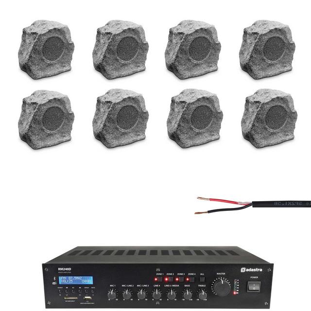 Outdoor 8 x Biamp Rock Speaker Music System - Ideal for Pub Gardens