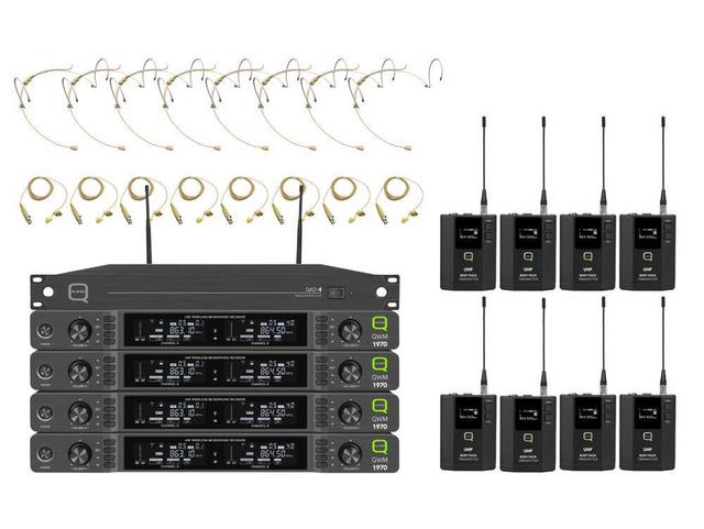 Q-Audio Octo 8 Way Headworn/Lapel Wireless System with Antenna Distribution