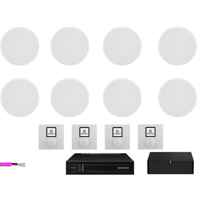 4 Zone Sonos System with Wall Volume Controls and 8 X Monitor Audio C165